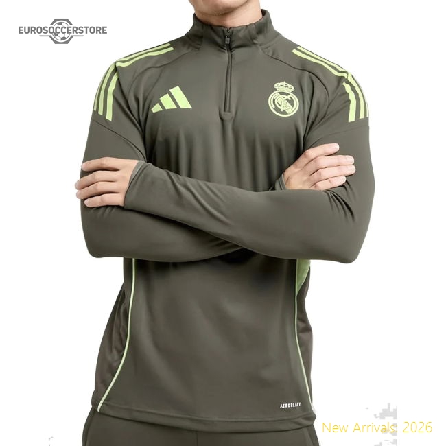 2025-2026 Real Madrid Training Top (Utility Green)-BuySoccerJersey Hub
