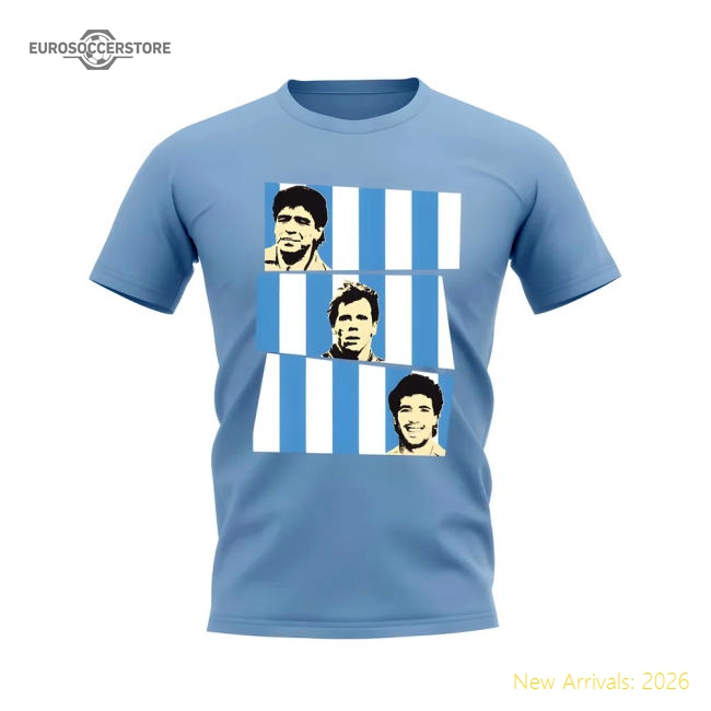 Maradona Zola Careca Napoli T-Shirt (Sky)-Vantage Point Soccer