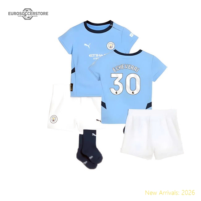 2024-2025 Man City Home Baby Kit (Echeverri 30)-Football Jersey Hub