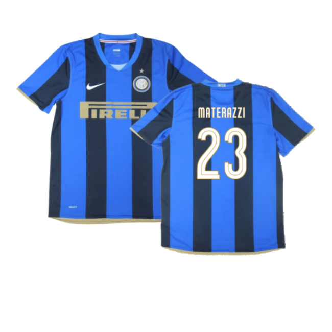Inter Milan 2008-09 Home Shirt ((Excellent) S) (Materazzi 23)-Football Shirts Shop