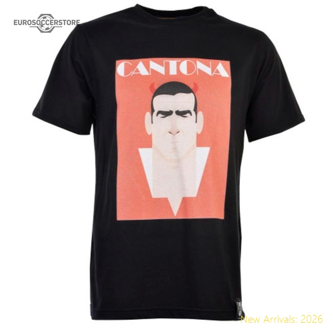 Manchester Reds Retro Cantona T-Shirt (Black)-Football Jersey Hub