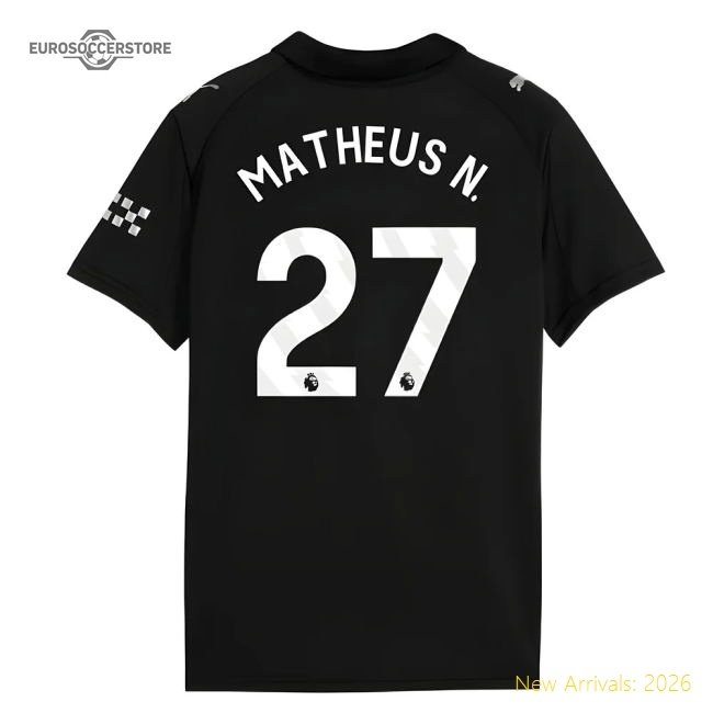 2025-2026 Man City Away Shirt (Kids) (Matheus N. 27)-Football Jersey Hub
