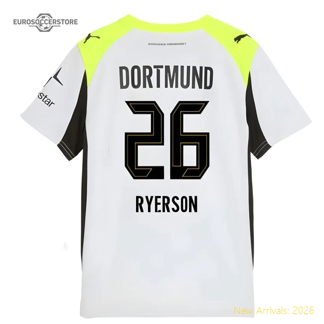 2025-2026 Borussia Dortmund Away Shirt (Kids) (Ryerson 26)-Football Jersey Hub