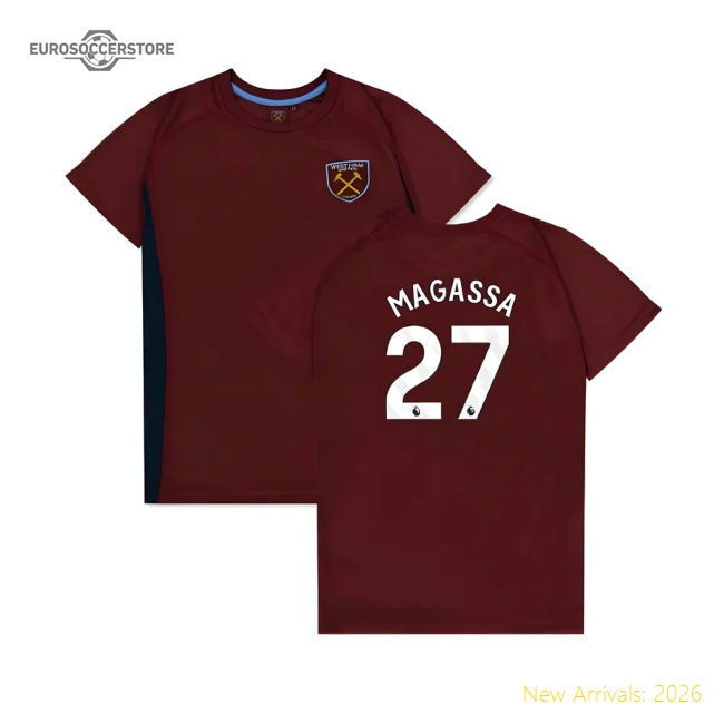 West Ham United Poly T-Shirt (Claret/Blue) - Kids (Magassa 27)-Vantage Point Soccer
