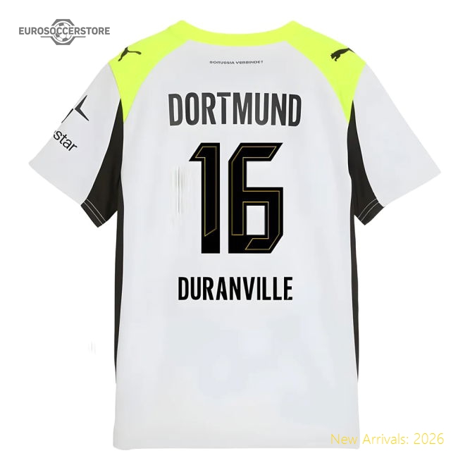 2025-2026 Borussia Dortmund Away Shirt (Kids) (Duranville 16)-Football Jersey Hub