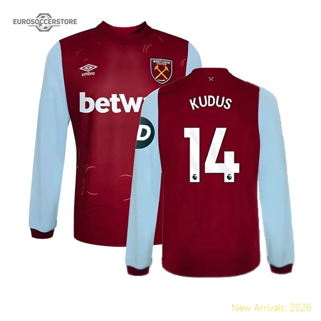 2023-2024 West Ham Long Sleeve Home Shirt (Kudus 14)-Vantage Point Soccer