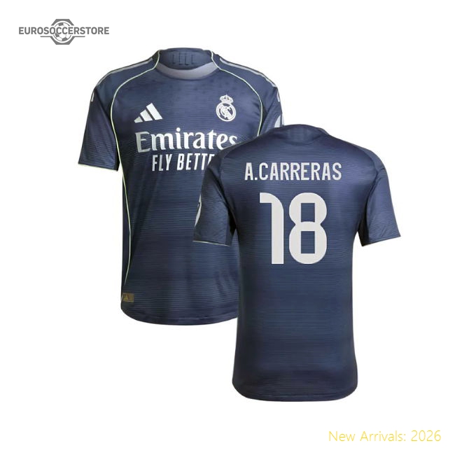 2025-2026 Real Madrid Authentic Away Shirt (A.Carreras 18)-Football Shirts Shop