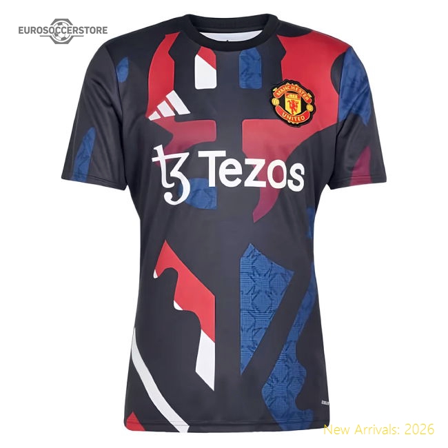 2024-2025 Man Utd Pre-Match Jersey (Black) (Mainoo 37)-Football Jersey Hub