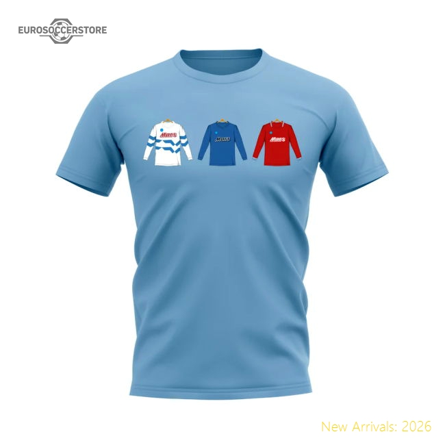 Napoli 1989-1990 Retro Shirt T-shirt (Sky Blue)-Vantage Point Soccer