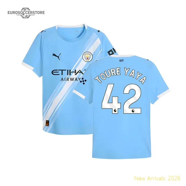 2025-2026 Man City Authentic Home Shirt (Toure Yaya 42)-Football Shirts Shop