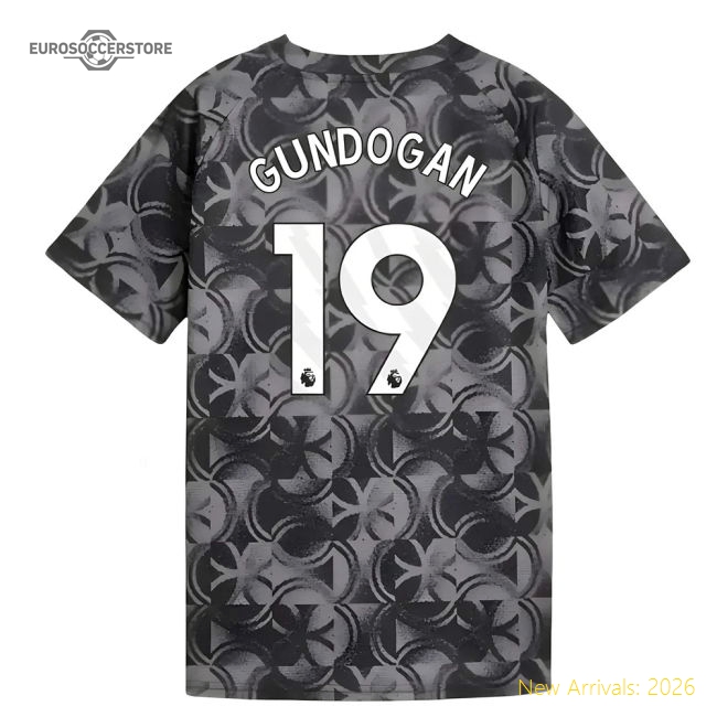 2025-2026 Man City Warm Up Jersey (Black) - Kids (Gundogan 19)-Football Shirts Shop