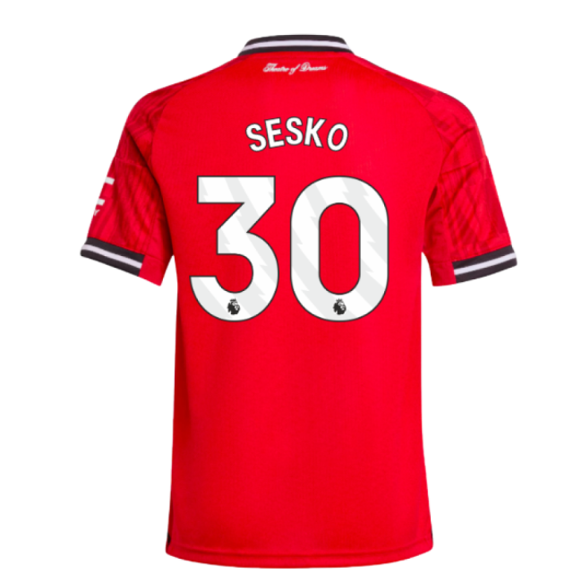 2025-2026 Man Utd Home Shirt (Kids) (Sesko 30)-Football Jersey Hub