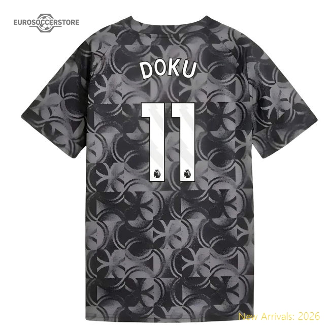 2025-2026 Man City Warm Up Jersey (Black) - Kids (Doku 11)-Football Shirts Shop