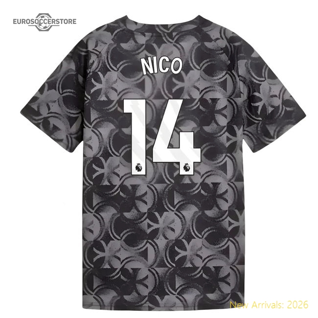 2025-2026 Man City Warm Up Jersey (Black) - Kids (Nico 14)-Football Shirts Shop