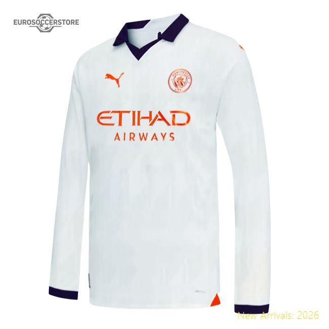 2023-2024 Man City Long Sleeve Away Shirt (Kids) (RODRIGO 16)-Football Jersey Hub