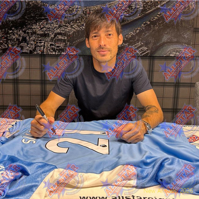 Manchester City FC David Silva Signed Shirt (Framed)-Football Shirts Shop