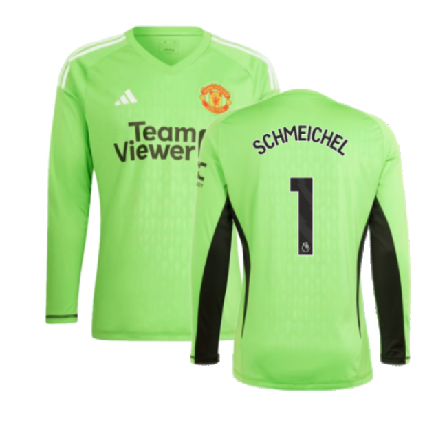 2023-2024 Man Utd Home Goalkeeper Shirt (Solar Green) (SCHMEICHEL 1)-Football Jersey Hub