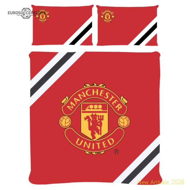 Manchester United FC Core Stripe Double Duvet Set-Football Jersey Hub