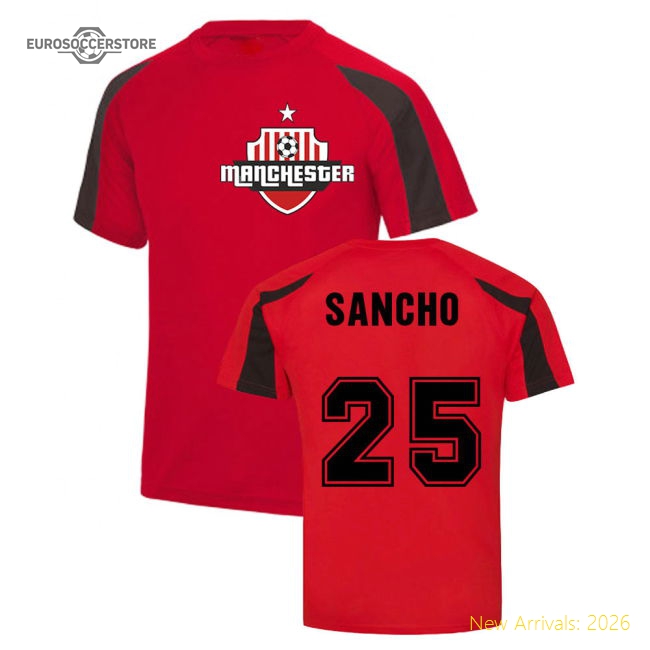 Jadon Sancho Man Utd Sports Training Jersey (Red)-Football Jersey Hub