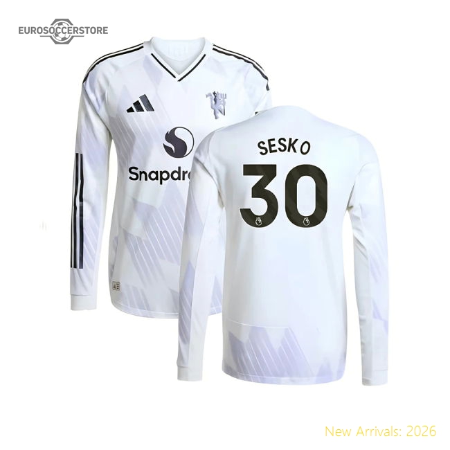 2025-2026 Man Utd Authentic Long Sleeve Away Shirt (Sesko 30)-Football Jersey Hub