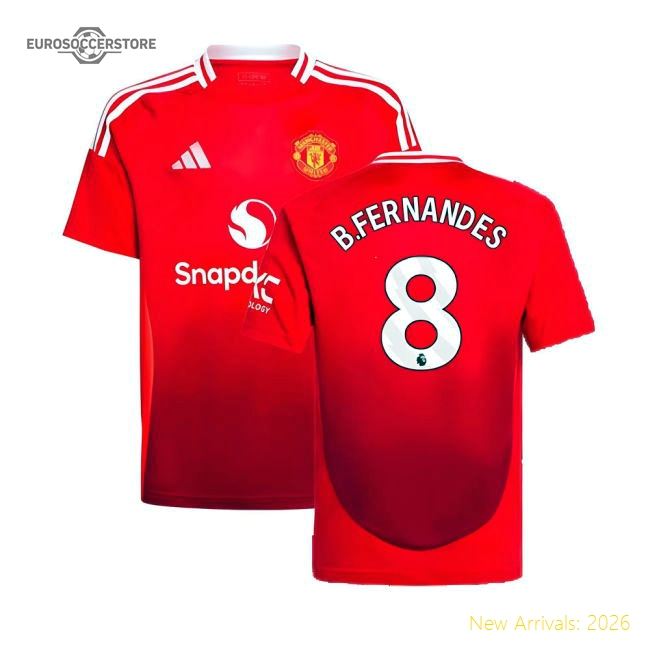 2024-2025 Man Utd Home Shirt (Kids) (B.Fernandes 8)-Football Jersey Hub