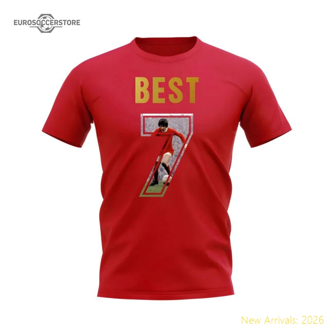 George Best Name And Number Manchester United T-Shirt (Red)-Football Jersey Hub