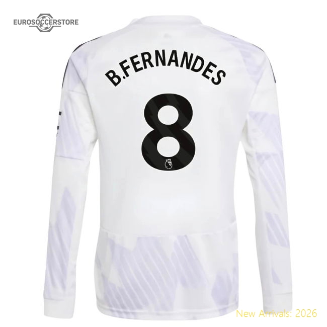 2025-2026 Man Utd Long Sleeve Away Shirt (Kids) (B.Fernandes 8)-Football Jersey Hub