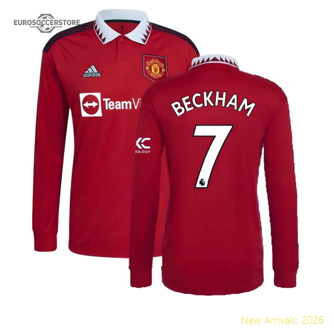 2022-2023 Man Utd Long Sleeve Home Shirt (BECKHAM 7)-Football Jersey Hub