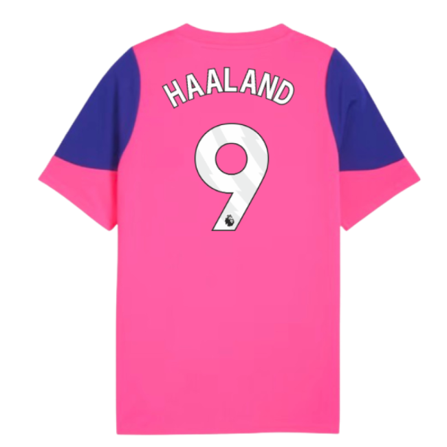 2025-2026 Man City Training Jersey (Fluro Pink) - Kids (Haaland 9)-Football Shirts Shop