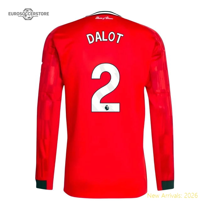2025-2026 Man Utd Long Sleeve Home Shirt (Dalot 2)-Football Jersey Hub