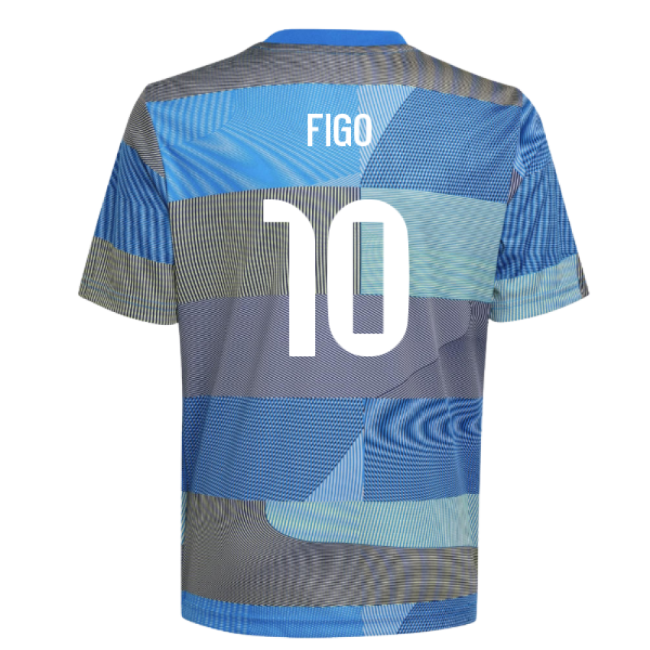 2025-2026 Real Madrid Pre-Match Shirt (Blue) - Kids (Figo 10)-Football Shirts Shop