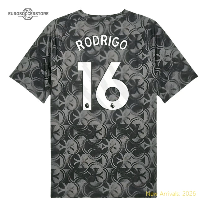 2025-2026 Man City Warm Up Jersey (Black) (Rodrigo 16)-Football Shirts Shop