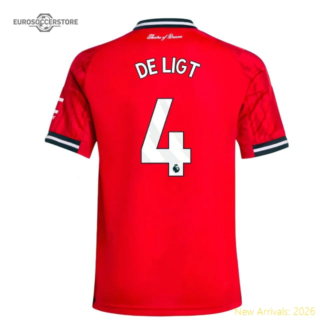2025-2026 Man Utd Home Shirt (Kids) (De Ligt 4)-Football Jersey Hub