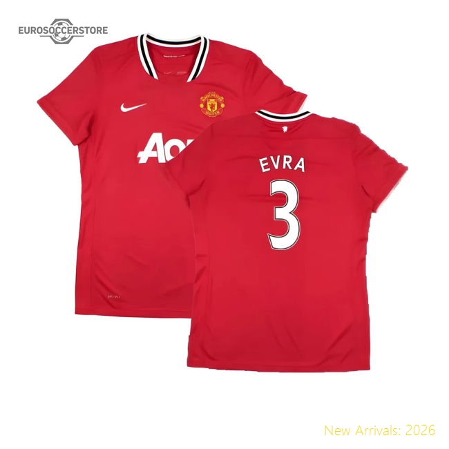 Manchester United 2011-12 Home Shirt (Women\'s) ((Very Good) M) (Evra 3)-Football Jersey Hub