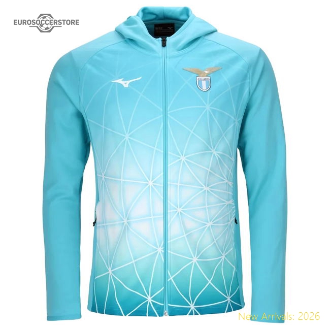 2025-2026 Lazio Hooded Walk Out Jacket (Azure Blue)-Vantage Point Soccer