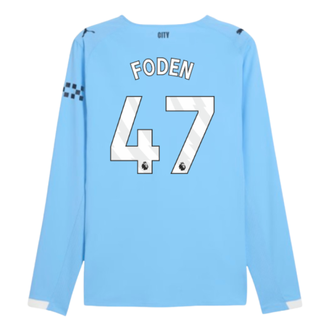 2025-2026 Man City Authentic Long Sleeve Home Shirt (Foden 47)-Football Shirts Shop