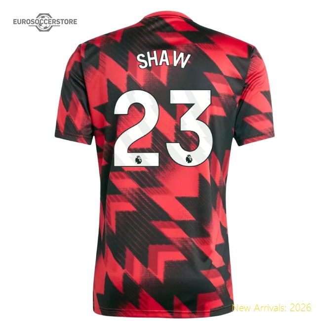 2025-2026 Man Utd Pre-Match Shirt (Red) (Shaw 23)-Football Jersey Hub