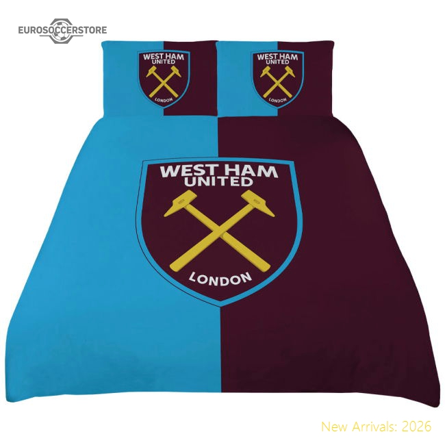 West Ham United FC Colour Split King Duvet Set-Vantage Point Soccer