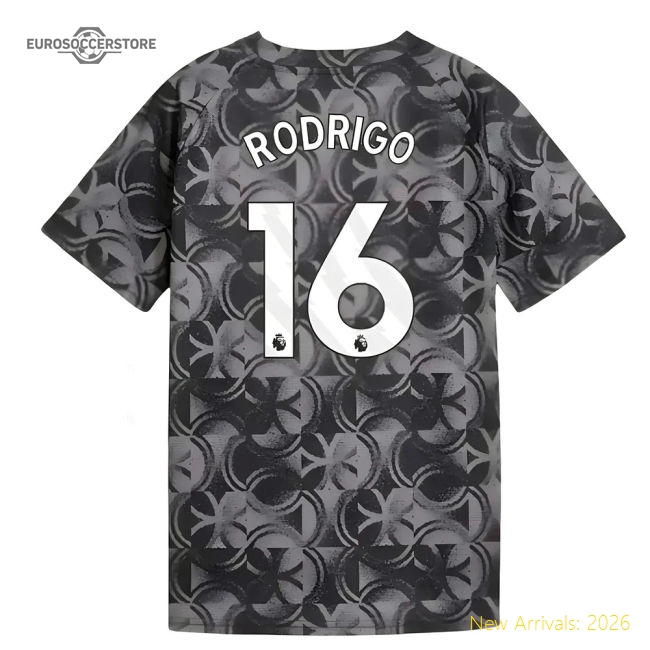 2025-2026 Man City Warm Up Jersey (Black) - Kids (Rodrigo 16)-Football Shirts Shop