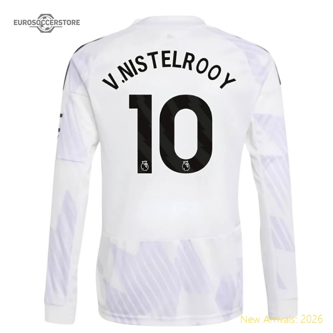2025-2026 Man Utd Long Sleeve Away Shirt (Kids) (V.Nistelrooy 10)-Football Jersey Hub