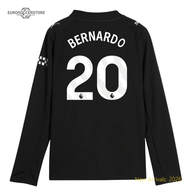 2025-2026 Man City Long Sleeve Away Shirt (Kids) (Bernardo 20)-Football Jersey Hub