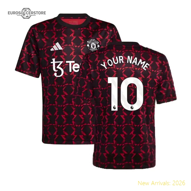 2024-2025 Man Utd Pre-Match Shirt (Black) - Kids (Your Name)-Football Jersey Hub