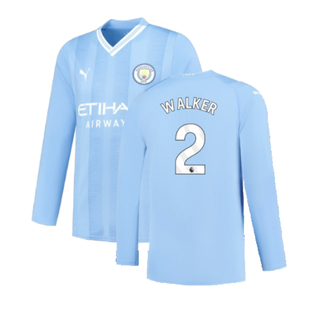 Manchester City 2023-2024 Puma Home Long Sleeved Shirt (S) (Good) (WALKER 2)-PitchVibe Kits