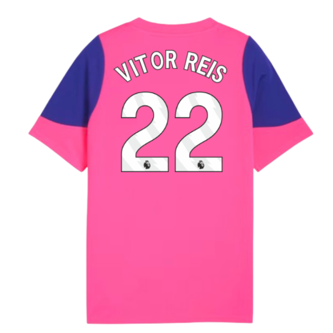 2025-2026 Man City Training Jersey (Fluro Pink) - Kids (Vitor Reis 22)-Football Shirts Shop