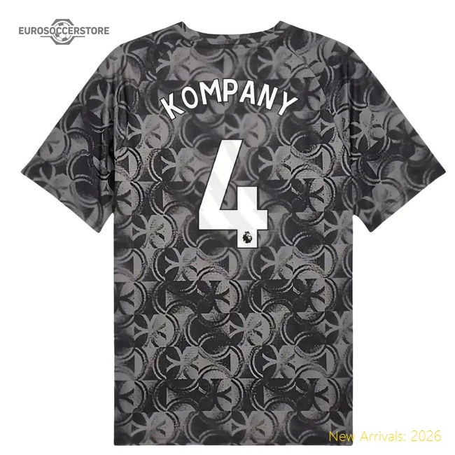 2025-2026 Man City Warm Up Jersey (Black) (Kompany 4)-Football Shirts Shop