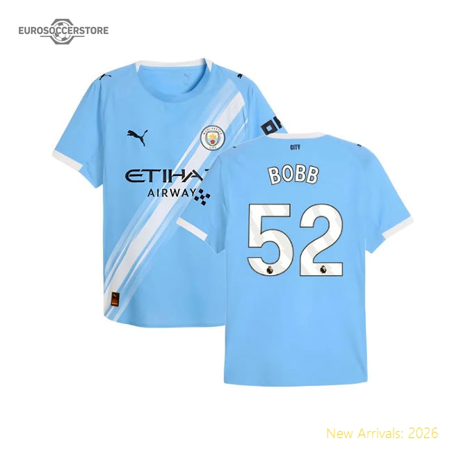 2025-2026 Man City Authentic Home Shirt (Bobb 52)-Football Shirts Shop