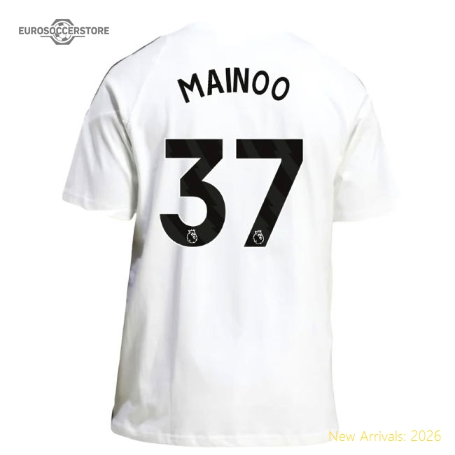 2025-2026 Man Utd Training Tee (White) (Mainoo 37)-Football Jersey Hub