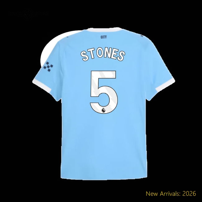 2025-2026 Man City Authentic Home Shirt (Stones 5)-Football Shirts Shop