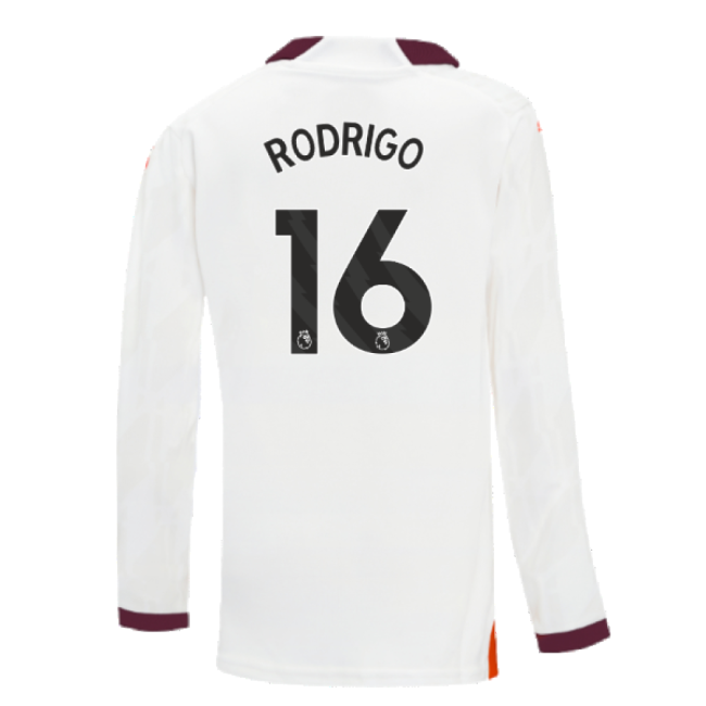 2023-2024 Man City Long Sleeve Away Shirt (Kids) (RODRIGO 16)-Football Jersey Hub