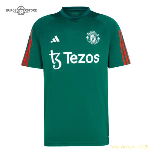 2023-2024 Man Utd Training Shirt (Green) (Mainoo 37)-Football Jersey Hub